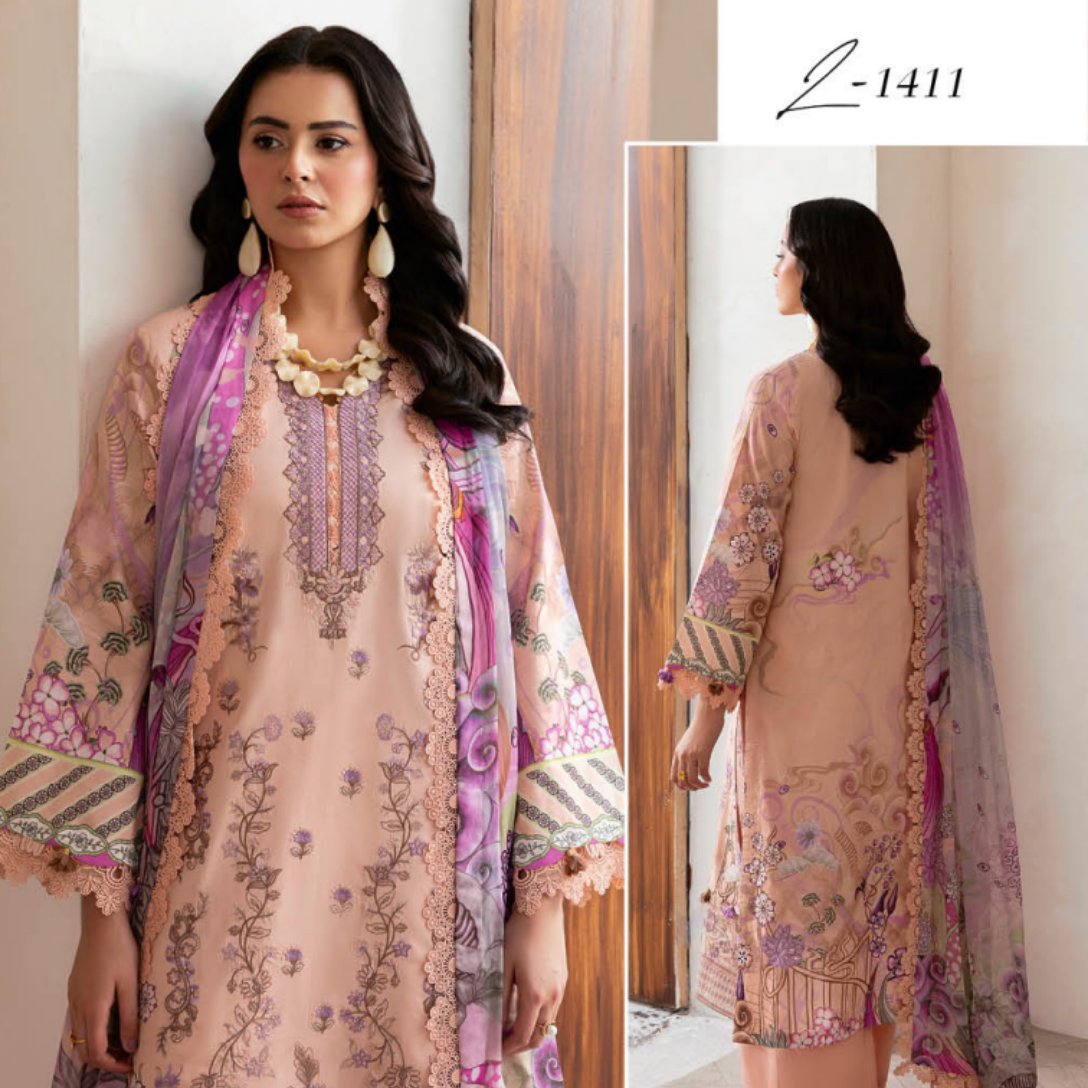 Blushing Peach Floral Suit Luxury Pakistani suits India