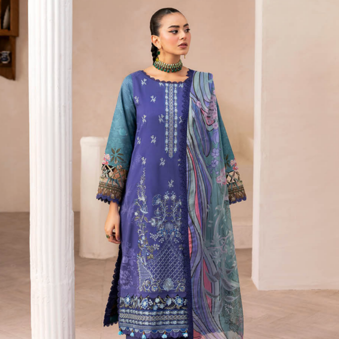Royal Periwinkle and Teal Embroidered Pakistani designer suits india